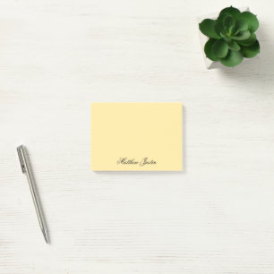 Add Your Name to Custom Light Yellow Stationery Post-it Notes