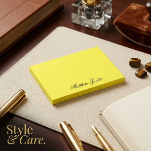 Add Your Name to Custom Neon Yellow Stationery Post-it Notes
