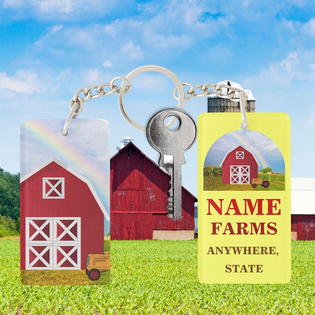 Add Your Name to Red Barn with Blue Sky Key Ring (Add Your Name to Red Barn with Blue Sky Keychain)