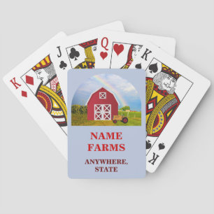 Add Your Name to Red Barn with Blue Sky Playing Cards