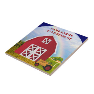 Add Your Name to Red Barn with Blue Sky Tile