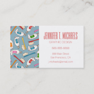 Add Your Name   Toothbrush & Toothpaste Pattern Business Card