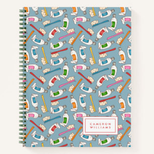 Add Your Name   Toothbrush & Toothpaste Pattern Notebook