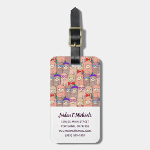 Add Your Name   Trendy Dressed Llama Pattern Luggage Tag