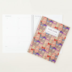 Add Your Name Trendy Dressed Llama Pattern Planner