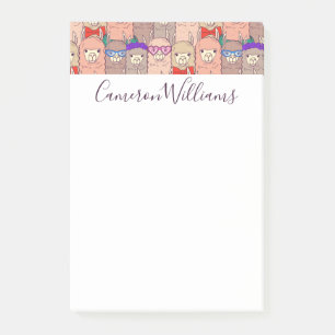 Add Your Name Trendy Dressed Llama Pattern Post-it Notes