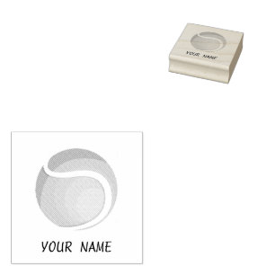 Add Your Name Trendy Tennis  Ball  Rubber Stamp