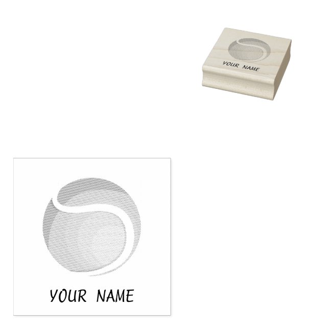 Add Your Name Trendy Tennis  Ball  Rubber Stamp (Stamped)
