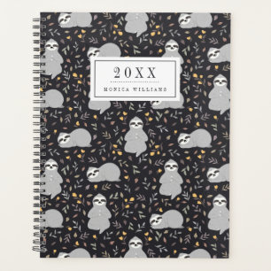 Add Your Name Tropical Baby Sloth Pattern Planner