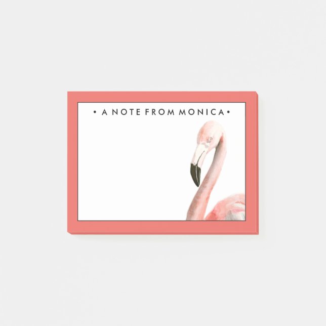 Add Your Name | Tropical Flamingo Bird Post-it Notes (Front)