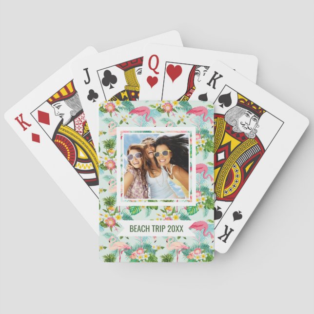 Add Your Name | Tropical Flowers And Birds Playing Cards (Back)