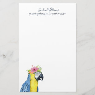 Add Your Name   Tropical Halo - Parrot Stationery
