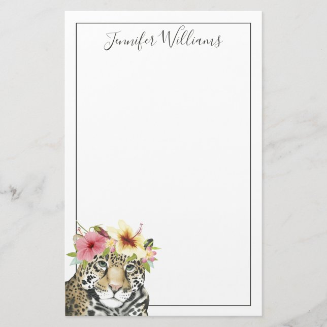 Add Your Name | Tropical Halo | Sweet Cheetah Stationery (Front)