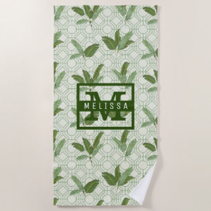 Add Your Name Tropical Palm Leaves Beach Towel