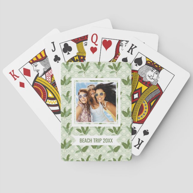 Add Your Name | Tropical Palm Leaves Playing Cards (Back)