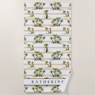 Add Your Name   Tropical Shack And Palms Beach Towel