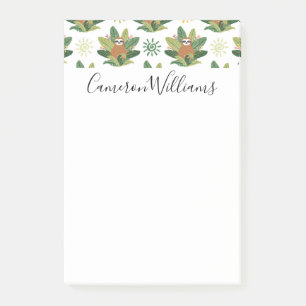 Add Your Name   Tropical Sloth Pattern Post-it Notes