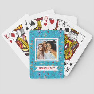 Add Your Name   Turquoise Fish Pattern Playing Cards