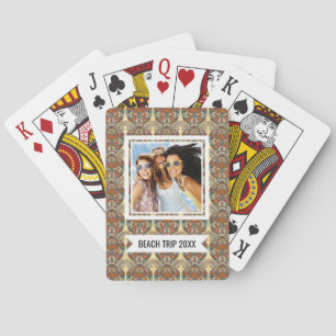 Add Your Name   Turtle Floral Pattern Playing Cards