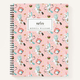 Add Your Name Unicorns In Space Pattern Notebook