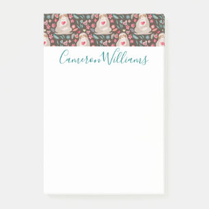 Add Your Name Valentine Sloth Pattern Post-it Notes