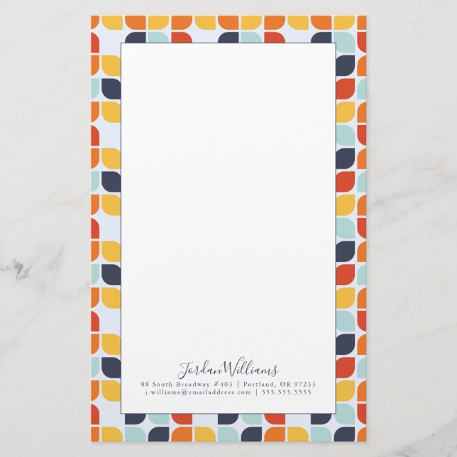 Add Your Name | Vintage Geometric Pattern Stationery (Front)