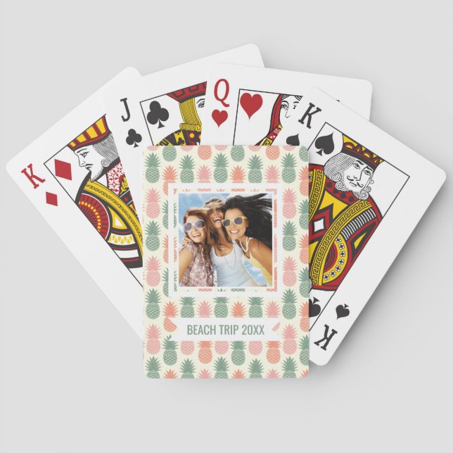 Add Your Name | Vintage Pineapple Pattern Playing Cards (Back)