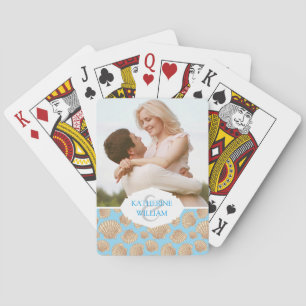 Add Your Name   Vintage Style Seashell Pattern Playing Cards