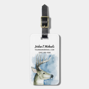 Add Your Name   Wandering Stag - Watercolor Luggage Tag