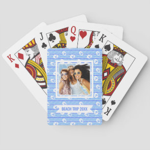 Add Your Name Watercolor Anchor Pattern Playing Cards