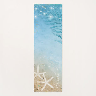 Add Your Name Watercolor Beach Monogram Yoga Mat