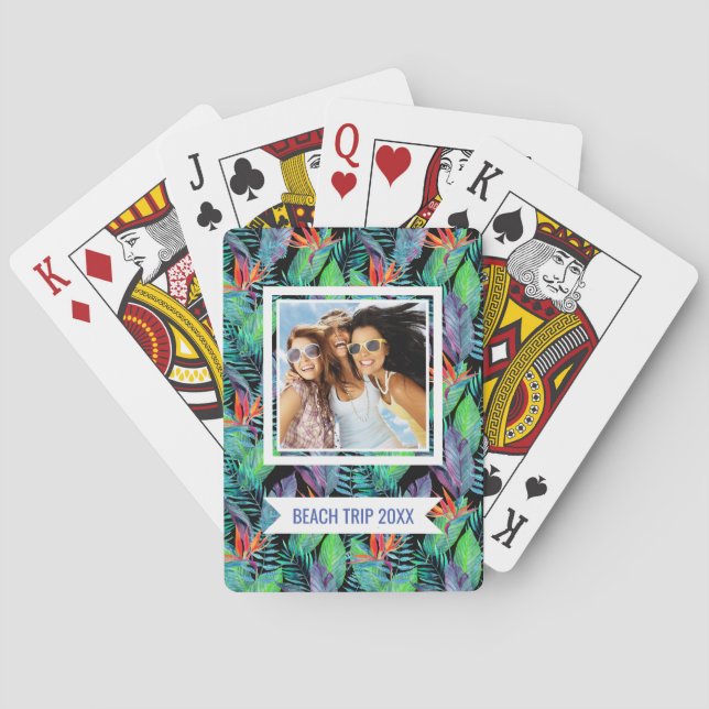Add Your Name | Watercolor Bird Of Paradise Playing Cards (Back)