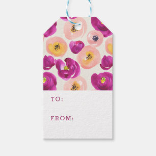 Add Your Name Watercolor Botanical Pattern Gift Tags