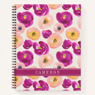 Add Your Name   Watercolor Botanical Pattern Notebook