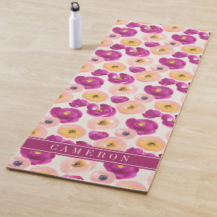Add Your Name   Watercolor Botanical Pattern Yoga Mat
