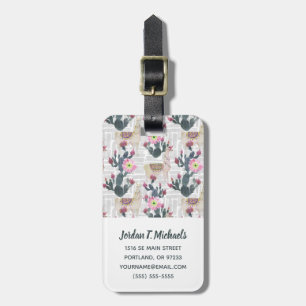 Add Your Name   Watercolor Cactus Pattern Luggage Tag