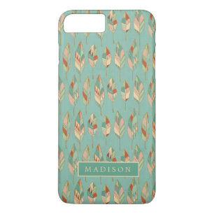 Add Your Name   Watercolor Feather Pattern iPhone 8 Plus/7 Plus Case