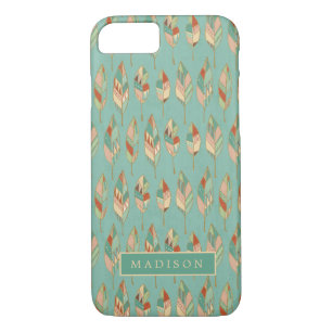 Add Your Name   Watercolor Feather Pattern iPhone 8/7 Case