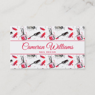 Add Your Name Watercolor Nail Polish Pattern Business Card