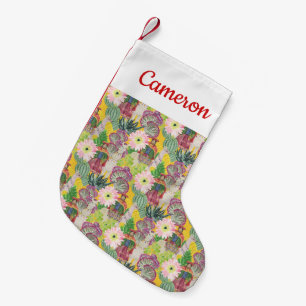 Add Your Name   Watercolor Peruvian Woman & Llama Small Christmas Stocking