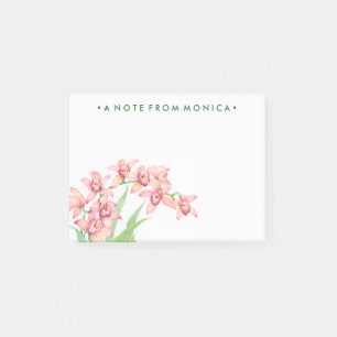 Add Your Name Watercolor Pink Flowers Post-it Notes