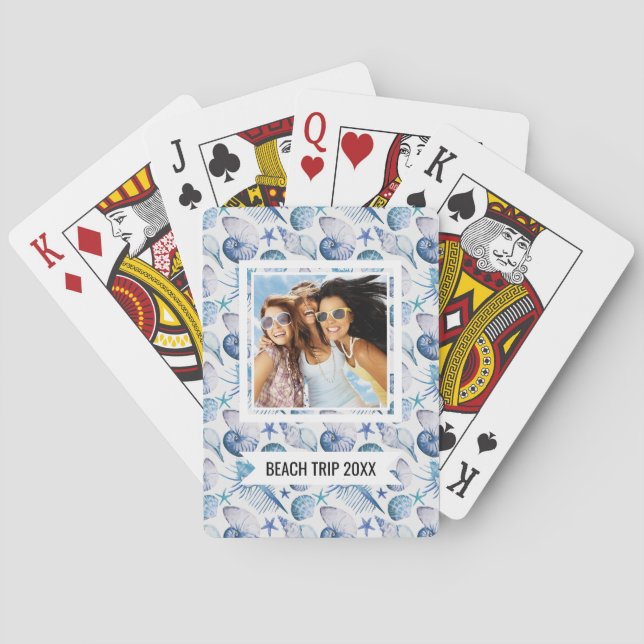 Add Your Name | Watercolor Shells Playing Cards (Back)