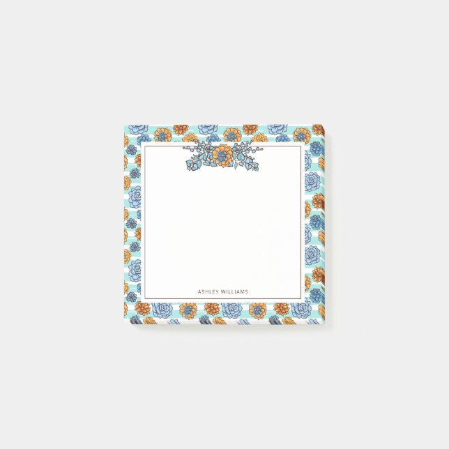 Add Your Name | Watercolor Succulent Post-it Notes (Front)