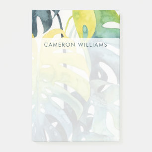 Add Your Name Watercolor Sunset Palm Tree Leaves Post-it Notes