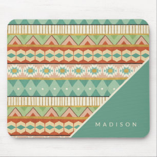 Add Your Name Watercolor Tribal Pattern Mouse Mat