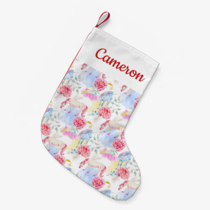 Add Your Name   Watercolor Unicorn & Pegasus Small Christmas Stocking