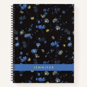 Add Your Name Wind Blown Floral Pattern Notebook