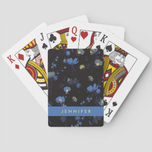 Add Your Name Wind Blown Floral Pattern Playing Cards