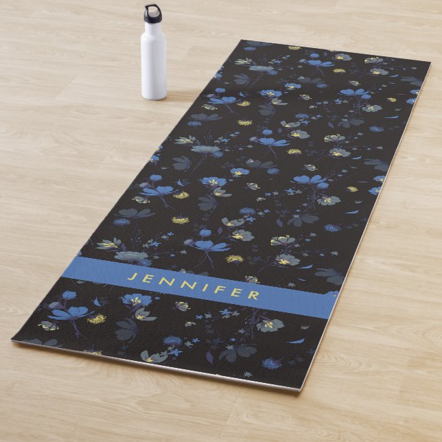 Add Your Name | Wind Blown Floral Pattern Yoga Mat (In Situ)