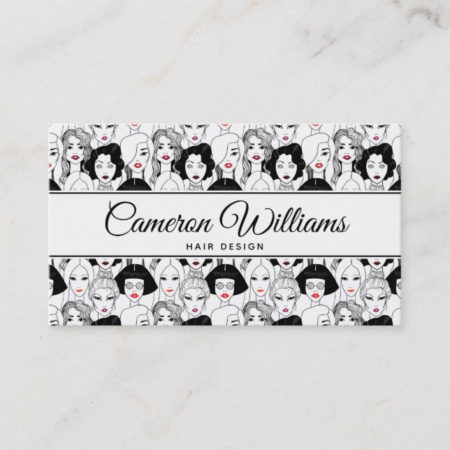 Add Your Name | Women With Lipstick Pattern Business Card (Front)